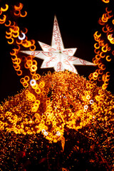 festive illumination of Moscow for Christmas. Image is out of focus. defocusing.