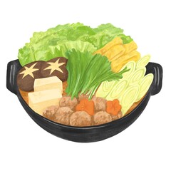 色鉛筆風のちゃんこ鍋イラスト