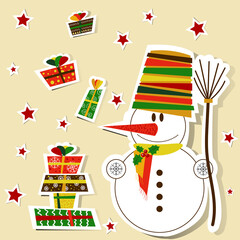 Vintage Christmas card, Xmas card. New year elements