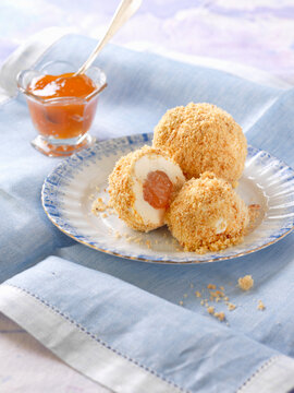 Ice cream apricot dumplings