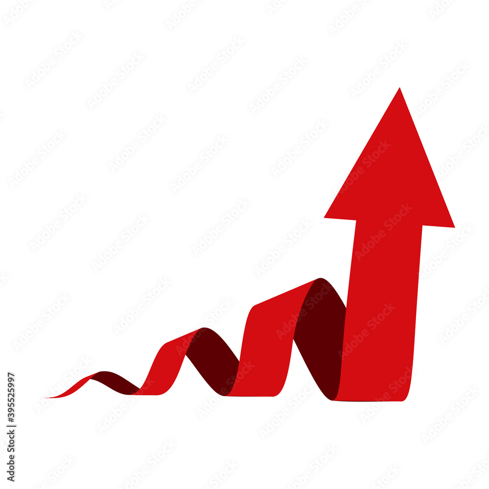 Poster spiral with an up arrow, a pointer to increase rating, 3d illustration. spiral arrow icon. abstract 