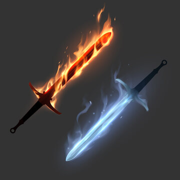 Magic swords in fire and ice Stock Vector | Adobe Stock