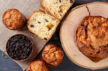 .Delicious homemade panettone with natural fermentation and dried fruits