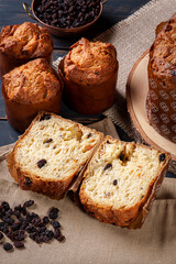.Delicious homemade panettone with natural fermentation and dried fruits