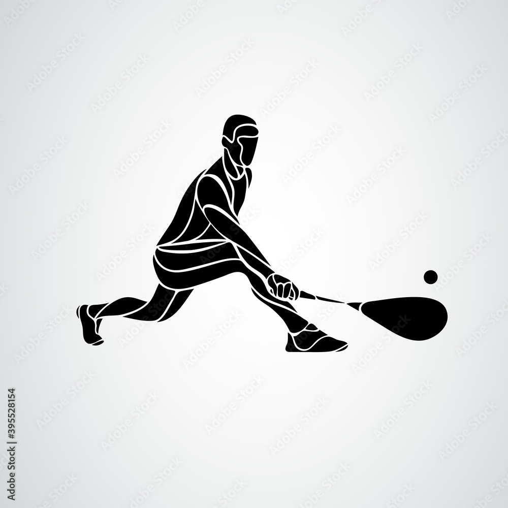 Wall mural Squash player creative abstract silhouette vector eps10