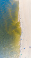 Looking down at the beach. Drone aerial view. Baltic sea. Panorama