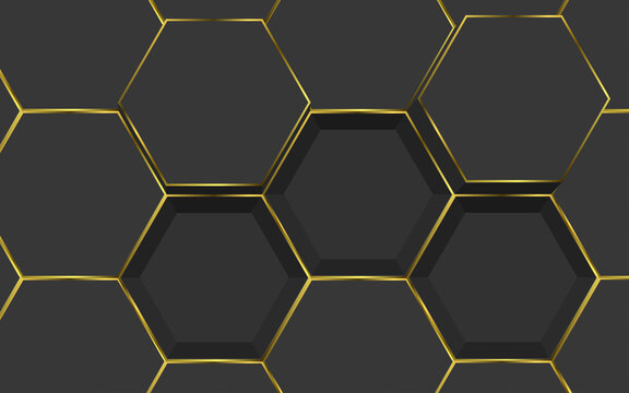 Black And Gold Hexagon Abstract Background