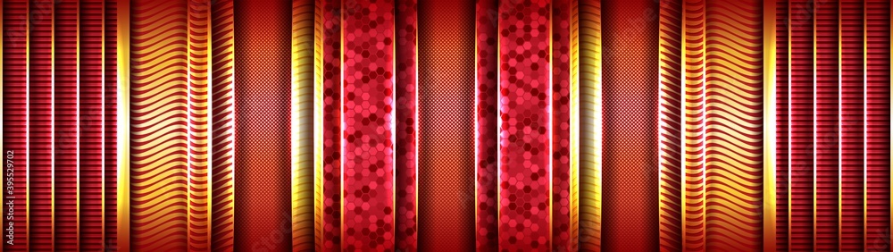 Wall mural modern futuristic gold and red luxury overlap design background