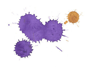 Abstract Purple and yellow Watercolor Splash on white background.