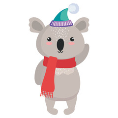 koala cartoon with winter cloth design, merry christmas season and decoration theme Vector illustration