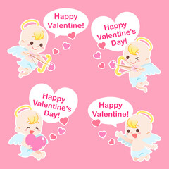 恋のキューピッドたち。バレンタインメッセージ入り。