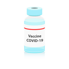 Coronavirus Vaccine Bottle. Vaccination Concept Mockup. Treatment Immunization COVID-19 Pandemic Background. Flat Vector Illustration. Eps 10