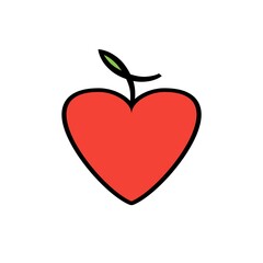 red apple with heart logo design