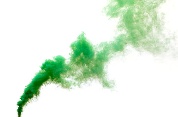 Fototapeta na wymiar Green smoke isolated on a white
