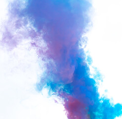 Blue and pink smoke isolated on a white