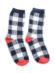 Warm socks on white background