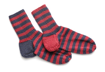Warm socks on white background