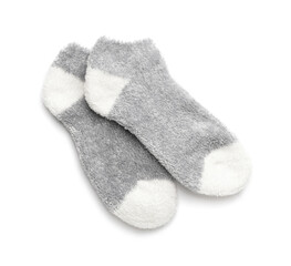 Warm socks on white background