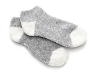 Warm socks on white background
