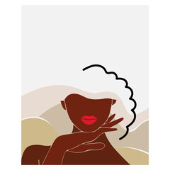 Face care. Beauty salon. African american woman with afro hairstyle. Black woman. Spa. Vector illustration. Icon