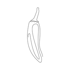 Continuous line drawing of fresh spicy chili pepper. One line art concept of fresh fruit and vegetable. vector illustration