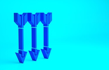 Blue Crossed arrows icon isolated on blue background. Minimalism concept. 3d illustration 3D render.