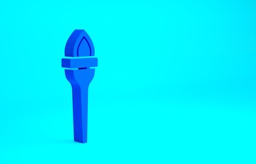 Blue Torch flame icon isolated on blue background. Symbol fire hot, flame power, flaming and heat. Minimalism concept. 3d illustration 3D render.