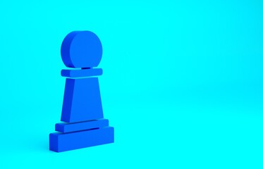 Blue Chess icon isolated on blue background. Business strategy. Game, management, finance. Minimalism concept. 3d illustration 3D render.