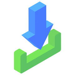 
Download arrow icon in modern isometric style 
