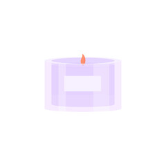 Candle in glass icon. Aromatherapy spa. Vector Flat illustration on white background.