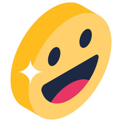 
Happy emoticon icon, trendy isometric vector of facial expression
