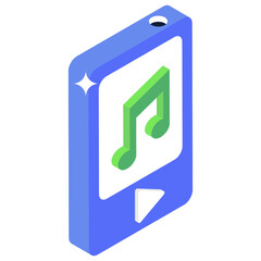 
Mobile video music with handsfree, isometric vector 
