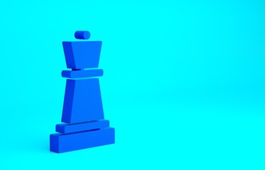 Blue Chess icon isolated on blue background. Business strategy. Game, management, finance. Minimalism concept. 3d illustration 3D render.