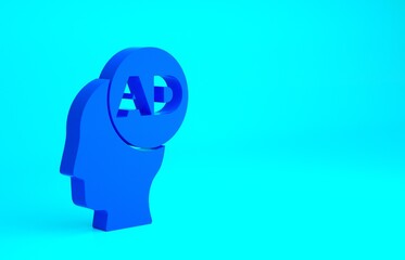 Blue Advertising icon isolated on blue background. Concept of marketing and promotion process. Responsive ads. Social media advertising. Minimalism concept. 3d illustration 3D render.