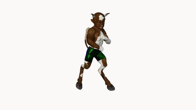 3d bull dancing on transparent background, animation