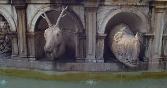View of Pretoria fountain statue in Palermo,  the most monumental fountain of Palermo