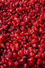Lots of dried red cherries. Natural sweets