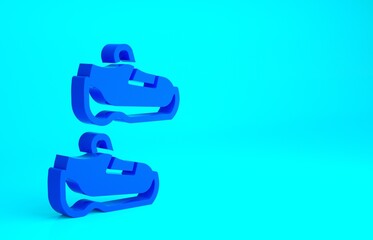 Blue Fitness sneakers shoes for training, running icon isolated on blue background. Sport shoes. Minimalism concept. 3d illustration 3D render.