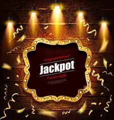 Shining retro sign Jackpot banner.