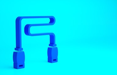 Blue Jump rope icon isolated on blue background. Skipping rope. Sport equipment. Minimalism concept. 3d illustration 3D render.