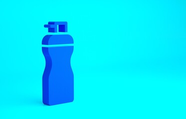 Blue Fitness shaker icon isolated on blue background. Sports shaker bottle with lid for water and protein cocktails. Minimalism concept. 3d illustration 3D render.