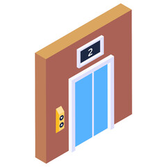 
Lifting device consisting of a cage, elevator isometric icon 

