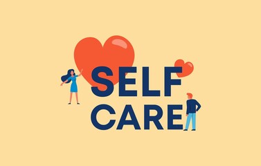Self care illustration. Taking care of your health and body relaxation and art relaxing your body day off for physical psychological self treatment motivation to stabilize your vector cycle.