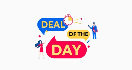 Deal of the day. Discount marketing offer and special offer product promotion and active retail shopping best time to shop and holiday in store and mall for vector shopper.