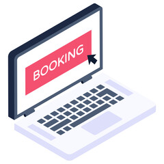 
Online booking vector, editable isometric icon 
