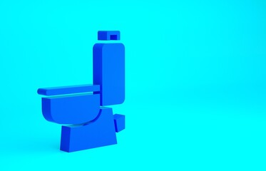 Blue Toilet bowl icon isolated on blue background. Minimalism concept. 3d illustration 3D render.