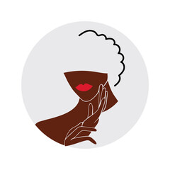 Face care. Beauty salon. African american woman with afro hairstyle. Black woman. Spa. Vector illustration. Icon