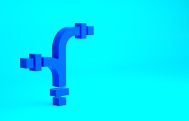 Blue Industry metallic pipe icon isolated on blue background. Plumbing pipeline parts of different shapes. Minimalism concept. 3d illustration 3D render.