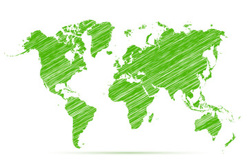 Green global world. Map world environmental. Sustainable business. Planet earth conservation isolated on background. Environment friendly globe earth for design infographic, travel, prints. Vector