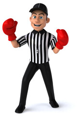 Fun 3D Illustration of an american Referee boxing